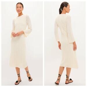 Hyacinth House Tuckernuck Colby Cream Open Knit Midi Dress Long Sleeve Size L